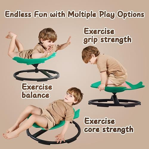 Sensory Spinning Chair for Kids with Autism & ADHD, Swivel Chair for Indoor/Outdoor Use, Sit and Spin Toys, Fish-Shaped Sensory Chairs for Autistic Children, Training Body Coordination (Green) thumbnail 6