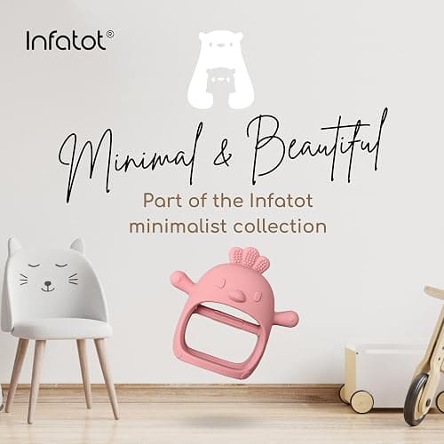 Infatot® Teething Toys for Baby Gifts – Chicken Silicone Mitten Teether, Soothing Glove for Infants, Baby Toys 0-6 Months, Soft Chewable Teether Toy to Prevent Finger Sucking, Plum - Chicken Plum thumbnail 7