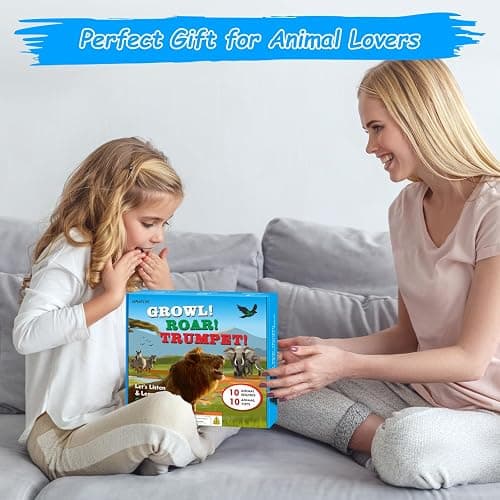 iGRATENS Safari Animals Figures Toys with Sound Books, 10PCS Realistic Jungle Animals Figures & Safari Animals Book with 10 Buttons, Zoo Animal Toys, Learning Toy for 3+ Year Old Boys, Girls, Kids thumbnail 7