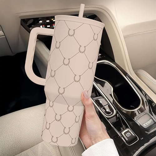 Horse Tumbler with Handle, Insulated Cup Stainless Steel Travel Mug Cup, Gifts for Women Girl, Equestrian Gift for Birthday Christmas, 40oz thumbnail 9