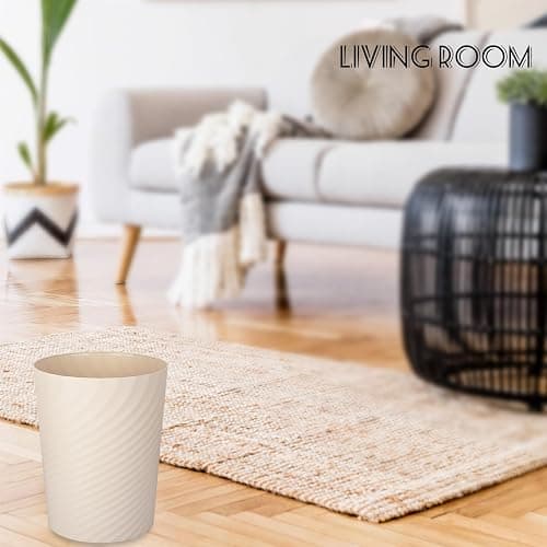 UUJOLY Plastic Small Bathroom Trash Can Wastebasket Garbage Can, Beige | Sturdy-Easy to Clean, Bathroom, Laundry Room, Kitchen, Office, Kids Room, Dorm, Bedroom, 1.8 Gallon thumbnail 6