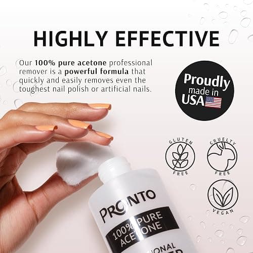 Pronto 16 Oz Acetone Nail Polish Remover and Nail Cuticle Oil Duo, 100 Percent Pure Acetone for Natural, Gel, Acrylic Nails, Cuticle Oil Drops for Repairing Damaged Cuticles and Nail Hydration thumbnail 3