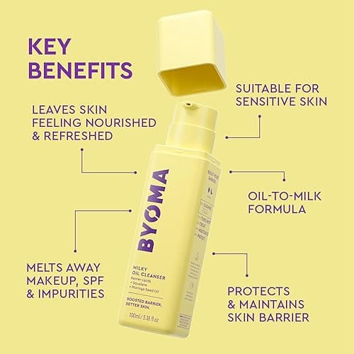 BYOMA Milky Oil Cleanser - Hydrating Facial Cleanser for Skin Barrier Repair - Tri-Ceramide Face Wash for Sensitive Skin & All Skin Types - Deeply Hydrated Skin, No Oily Residue - 3.38 fl oz thumbnail 6