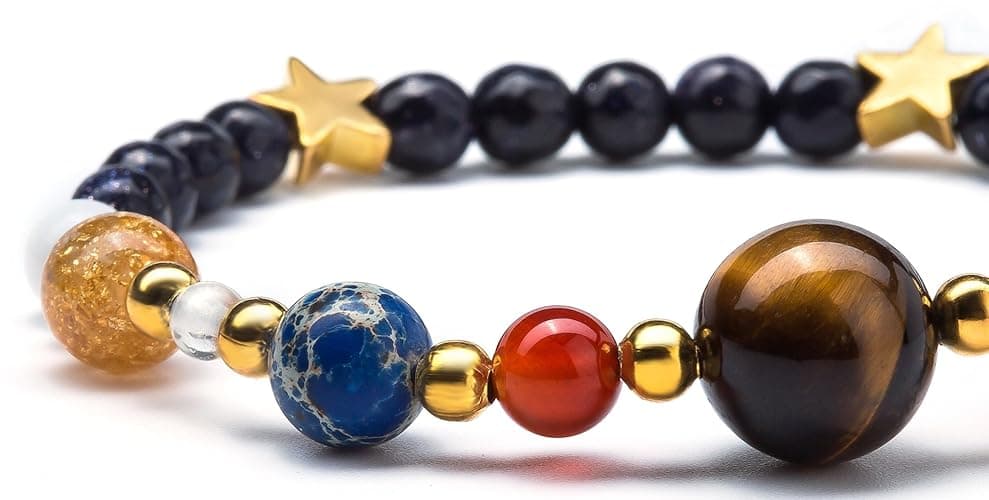 Fesciory Women Solar System Bracelet Universe Galaxy The Eight Planets Guardian Star Natural Stone Beads Bracelet Bangle Gifts - Blue Sandstone(Stretch) thumbnail 4