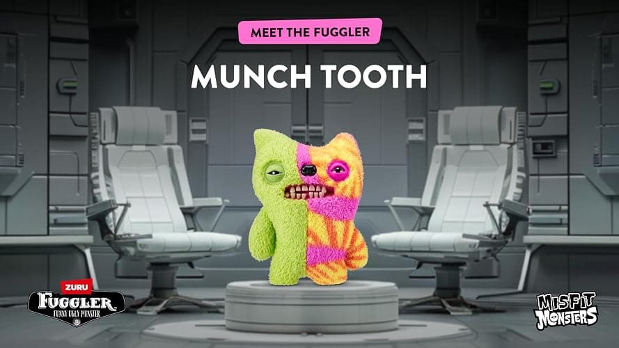 Fuggler Misfit Monsters Series 1 9" by ZURU Funny Ugly Monster Plush Toy (Munch Tooth - Green & MultiBoth Teddy Fleece) thumbnail 6