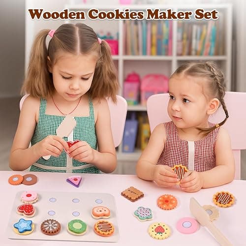 Wooderma Wooden Toys, Slice and Bake Cookie 30 Pcs, Wooden Play Food | Toy Kitchen Accessories, Tea Set for Toddlers, Role Play Toys for 3+ Year Old, Christmas, Birthday, Festival Gift thumbnail 2