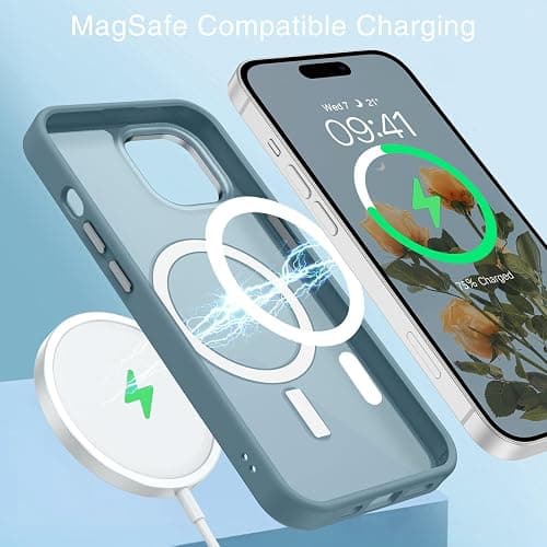 BENTOBEN Compatible with iPhone 15 Plus Case, Translucent Matte Slim Shockproof Magnetic Phone case [Compatible with MagSafe] Women Men Girl Boy Protective Cover for iPhone 15 Plus, Gray Blue thumbnail 3