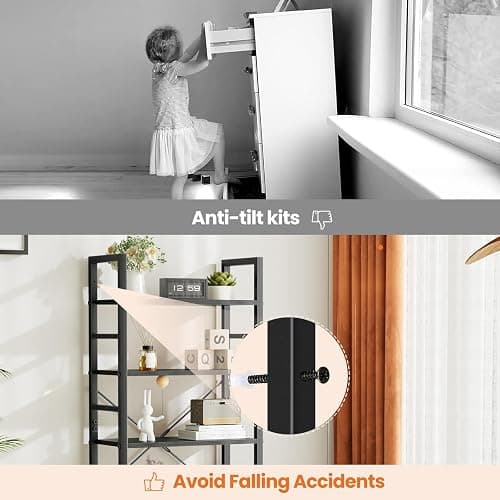 Sweetcrispy Book Shelf, 5 Tier Bookcase, Modern Tall Bookshelf for Garage Kit, CDs, Movies, Industrial Corner Storage Organizer for Bedroom Home Office Kitchen Living Room, Black thumbnail 7