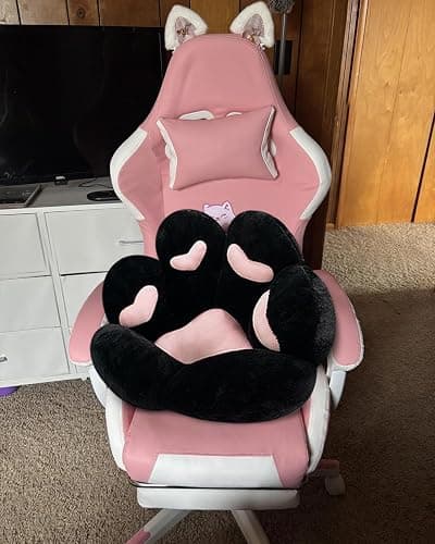 MOONBEEKI Cat Paw Cushion Chair Comfy Kawaii Plush Seat Cushions Shape Lazy Pillow for Gamer Chair 28"x 24" Cozy Floor Cute Seat Kawaii for Girl Worker Gift, Dining Room Bedroom Decorate Black thumbnail 2