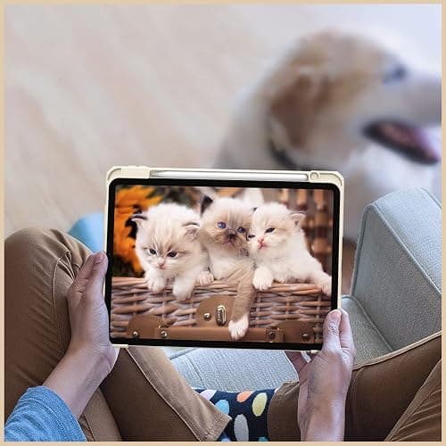 Fintie Hybrid Slim Case for iPad Air 11-inch M3 (2025) / M2 (2024), iPad Air 5th (2022) / 4th Generation (2020) 10.9 Inch - Shockproof Cover with Clear Back Shell & Pencil Holder, Starlight thumbnail 9