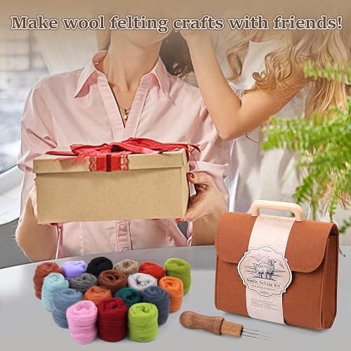 ZXIIXZ Needle Felting Kit, 24 Colors Felting Wool Kit with Felt Bag, Felting Needles, Pad, Felting Wool Bulk for DIY Needle Felting Beginner with Step by Step Instructions thumbnail 6