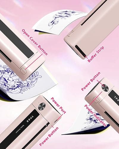 Zodzi Tattoo Stencil Printer, Stencil Printer for Tattooing with 10PCS Paper, Thermal Tattoo Printers Machine with Bluetooth, Tattooing Transfer Printers Compatible with Smartphone Tablet PC thumbnail 8