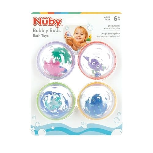 Nuby Bubbly Buds Interactive Bath Set - (4-Pack) Baby Bath Toys - 6+ Months thumbnail 7