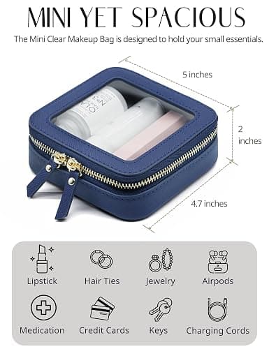 Popvibe Clear Makeup Bag Travel Cosmetic Case Transparent Toiletry Bag with Zipper, Portable Make Up Organizer Traveling Compact Car Bag for Essentials thumbnail 6
