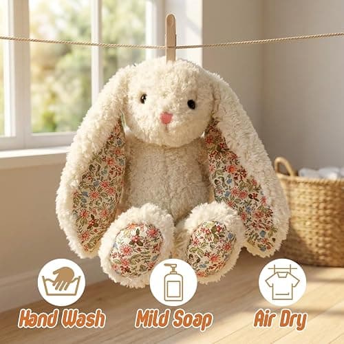 okegztoa Floral Bunny Stuffed Animal Cream French Style Blossom Romantic Rabbit Plush Toy Easter Stuffers Birthday Gifts Girlfriend Kids Party Favors Home Aesthetic Bedroom Decoration 8.7 Inch 9.5 oz thumbnail 8