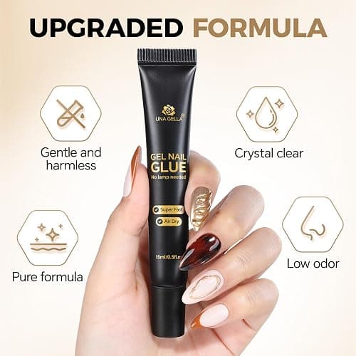 UNA GELLA Nail Glue Strong Gel No U V, 15g*2pcs Nail Glue for Press Ons No Lamp Needed, Quick Dry Semi Solid Nail G LUE, Super Strong Gel glue for Nails Long Lasting Extension DIY Kit thumbnail 4