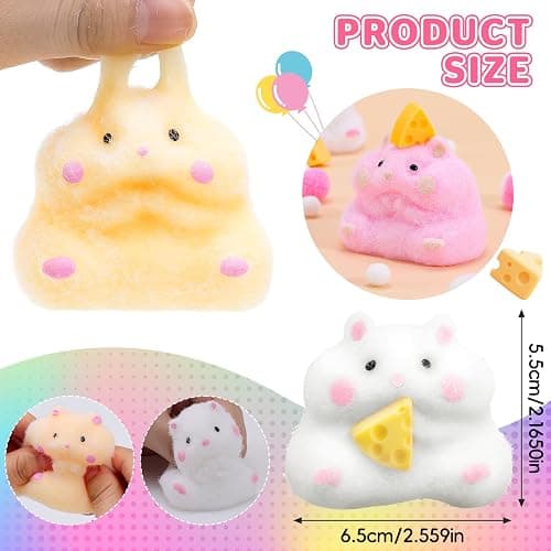 4pcs Taba Squishy Hamster Fidget Toys, Big Soft fufu Hamster Squishy Toy, Cute Taba Toys for Stress Relief, Hamster Fidget Toys Suitable Adults Kids thumbnail 2