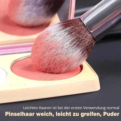 BEAKEY Pinselset Makeup Professionelles Foundation Make up Pinsel Set Premium Puderpinsel Lidschatten Blush Schminkpinsel Set Beauty Schwamm und Bürsteswaschener mit Eiform (10+2 Stück, Silber) thumbnail 6