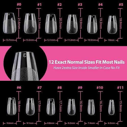 UNA GELLA Short Coffin Nail Tips 12 Sizes Short Coffin Gel Nail Tips 120Pcs Long Lasting Soft Gel Nails Tips Clear Full Cover Nails Tips Acrylic False for Nail Extension DIY Salon thumbnail 6