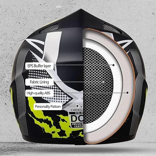 Youth Motocross Offroad Street Dirt Bike Helmet, Adult Full Face Motorcycle ATV Helmets MTB BMX MX Street Bike Helmet, Motorbike Downhill Off Road Crash Helmet, With Goggles Gloves Mask(Size:M(54-55CM thumbnail 6