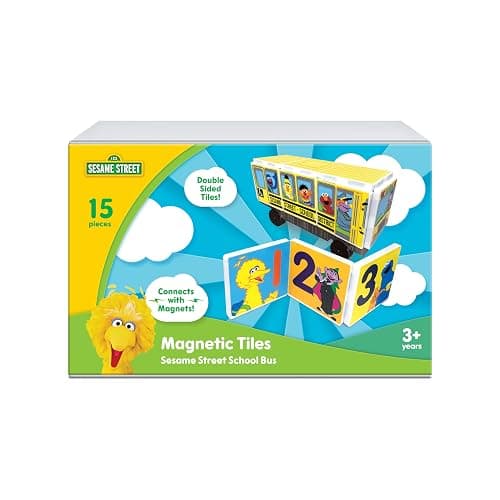 CreateOn “Sesame Street” Toy, Magnetic Kids’ Building Toys from “Sesame Street” Books, School Bus Magnet Tiles, Educational Toys for Ages 3+, 15 Pieces thumbnail 3