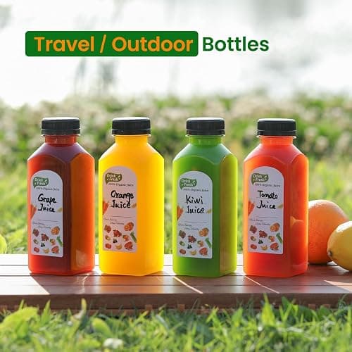 24 PACK, 12 OZ Reusable Thicker Plastic Juice Bottles with Caps, Leakproof | Plus 24 Labels & 2 Funnels, Clear Juicing Bottles for Juice, Smoothies, Ginger, Tea, Coffee -Food Grade & Travel & Freezable thumbnail 7