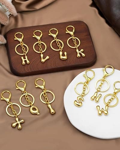nylry Gold Initial Letter Keychain Gift for Women Initial Bag Charm Purse Charms for Handbags Accessories thumbnail 2