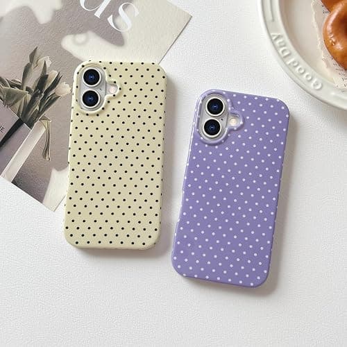 Yeddabox for iPhone 16 Case Cute Polka Dot Phone Case Soft TPU Slim Shockproof Phone Cover for Women Girls, White thumbnail 6