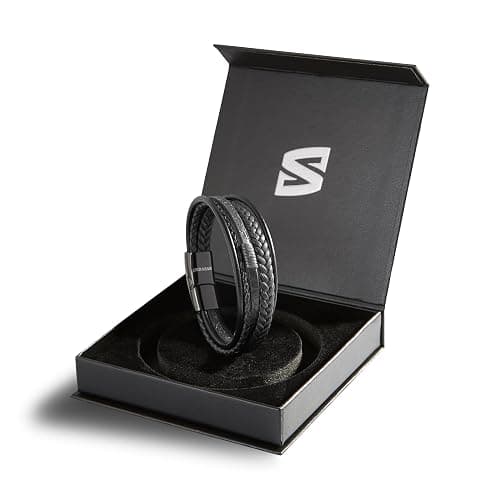 SERASAR Premium Echtlederarmband für Männer in Schwarz & Braun | Verschiedene Längen | Magnetverschluss aus Edelstahl | Inklusive Schmuckschachtel | Tolles Geschenk für Männer thumbnail 2