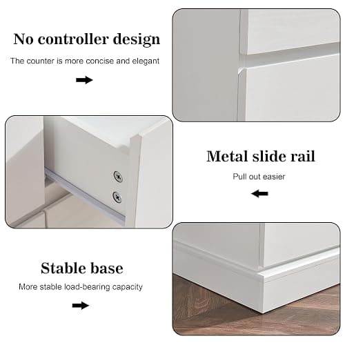 Alaxgumrol White Bedroom Dresser Modern 6 Drawers Dressers Wood Organizer Wide Dresser & Chest of Drawers Storage for Living Room, Entryway, Hallway - White - 15.7"D x 47.3"W x 27.6"H (6 Drawers) thumbnail 4