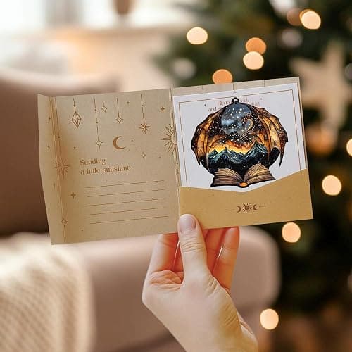 Dragon Wings Book Bookworm Acrylic Suncatcher Stained Glass Effect Window Car Hanging Christmas Ornament Indoor Outdoor Decor Garden Bookish Sun Catcher Book Lover for Mom Grandma Women thumbnail 4