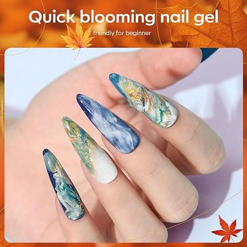 modelones Blooming Gel Nail Polish, 15 ml Clear Nail Art Accessories Stuff for Spreading Effects, Floral Print, Marble, Watercolor Design thumbnail 2