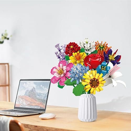 SIENON Blumenstrauß Bausatz, 1064 Stück 12 Arten von Blumen Sammlung, Bausteine Blume Ziegel Spielzeug kreatives Projekt für Zuhause Zimmer Dekoration Valentinstag Weihnachten Geburtstag thumbnail 2