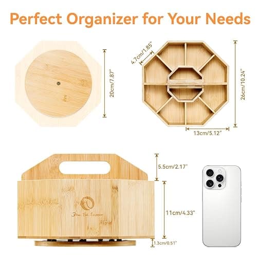 Ohuhu Rotating Marker Organizer for Alcohol Markers, 360-Degree Rotating Bamboo Storage Hold 162 Honolulu& B Alcohol Markers, Pens Pencil Holder with 8 Compartments for Home Classroom Office Decor thumbnail 2