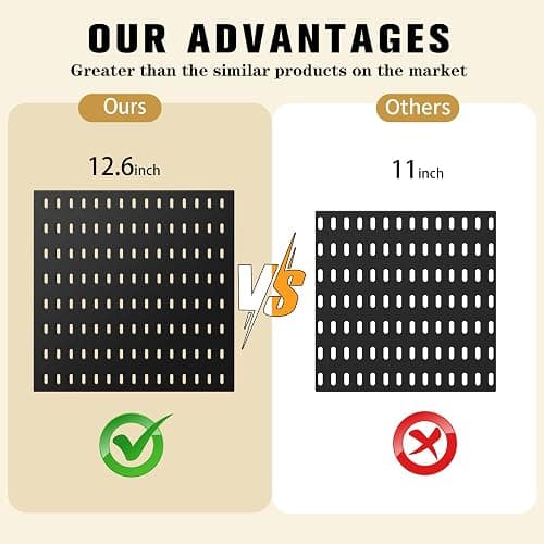 VEOFEMLEA Peg Board Combination Kit, 4 Pegboards with 20 Accessories, Pegboard Wall Organizer for Office, Nursery & Home Storage, Key Holder, 25.6"x25.6" – Nail-Free Installation（Black） thumbnail 4