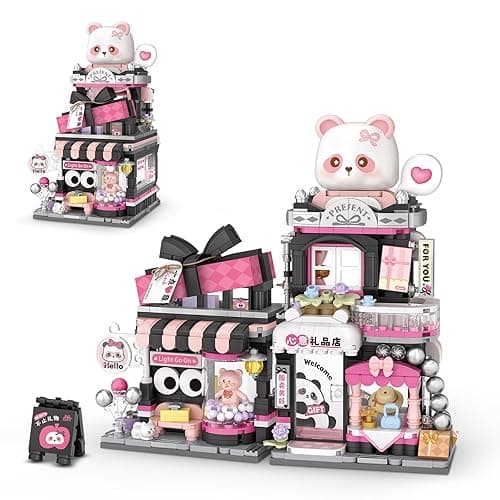 Street View Gift Shop Mini Building Blocks, MOC Creative Building Toys Cute Panda Animals Building Set for Girls 6-12, Simulation Architecture Construction Toy, Gift Idea for Kids Adults (938 PCS) - Image 1