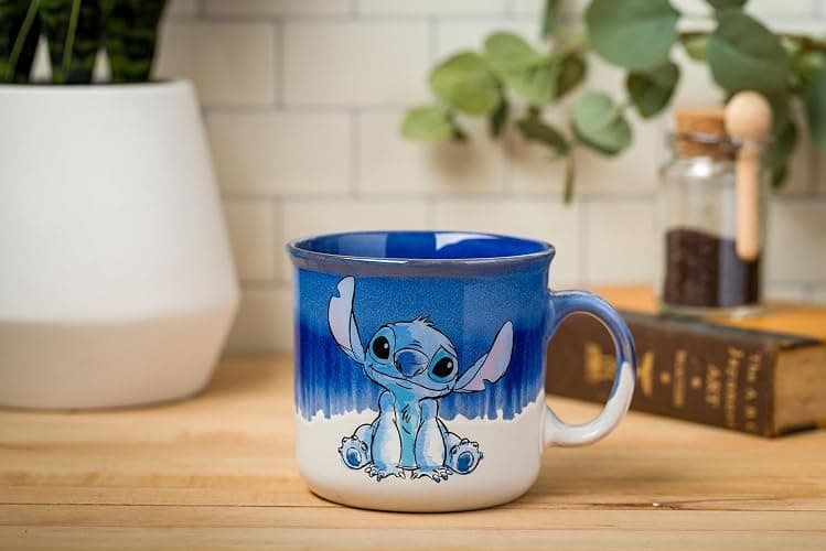 Silver Buffalo Disney Lilo and Stitch, Reactive Glaze Camper Mug, 20oz | Ohana Means Family, Ceramic, 0.59 Liters thumbnail 2
