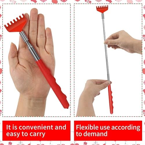 Stocking Stuffers for Men, 2 Pack Extendable Back Scratcher, Christmas Gifts for Men, Santa's Claws Telescopic Back Scratchers with Christmas Gift Box, Red Massage Tool for Back with Rubber Handles thumbnail 6