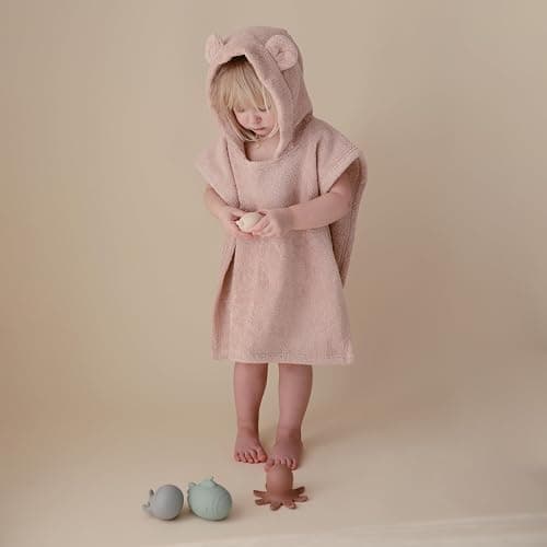 mushie Poncho Towel for Toddlers and Kids (Fog) | Organic Terry Cotton | Ages 1-3 Years - Fog thumbnail 7