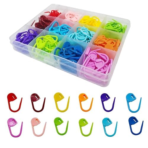 Urmspst 180PCS Stitch Markers, Knitting Crochet Locking Markers, Stitch Needle Clip Counter for Knitting Sewing Stitching, 12 Colors with Storage Case - Image 1