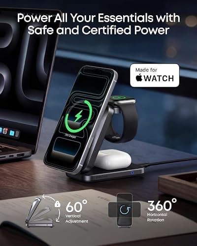 Anker Prime 25W Qi2.2-Certified Palm-Sized 3-in-1 Foldable MagSafe Charger | Travel-Ready Charging Station, AirCool Wireless Charger for iPhone 17, Apple Watch, AirPods (Adapter Included, Non-Battery) thumbnail 6