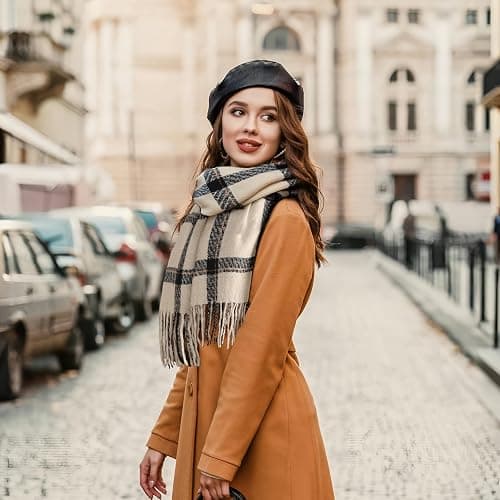 Trifabricy Winter Scarfs for Women, Long Blanket Scarf, Fashion Soft Taseel Plaid Scarf, Chunky Oversized Shawls and Wraps thumbnail 2