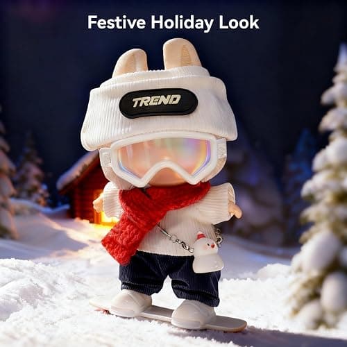 Doll Clothes for 18cm Dolls, Winter Ski Style,Set with Trend Beanie, Red Scarf, Goggles, Snowman Charm & Mini Snowboard – Cute Collectible Dolls Outfits thumbnail 5