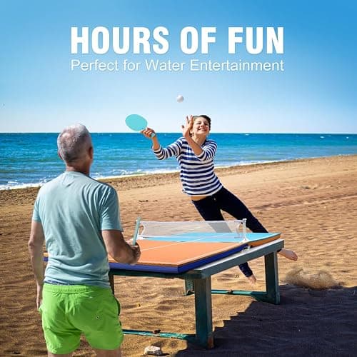 WOOWAVE Floating Ping Pong Table for Pool Party, Pool Ping Pong Table Floating for Swimming Pool Game, Floating Table Tennis Game for Summer Outdoor Fun Including Floating Table, Paddles, Balls, Net thumbnail 7