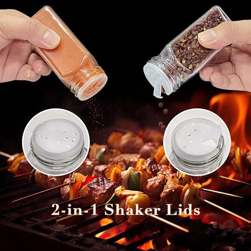 CKCY 24 Pcs Spice Jars, 4oz Seasoning Containers with Acacia Wood Shaker Lids, Glass Spice Bottles with Labels, Square Seasoning Organizer, Kitchen Spice Container thumbnail 4
