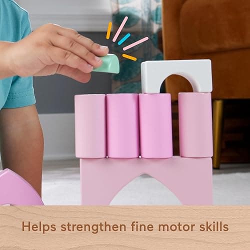 Fisher-Price Wood Toddler Toy Castle Block Set, 28 Wooden Pieces for Stacking Developmental Play Preschool Kids Ages 2+ Years thumbnail 4