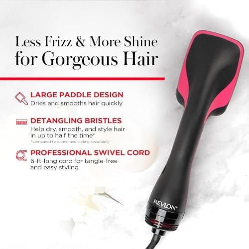 REVLON One-Step Straightening Brush Hair Dryer and Styler | Dries, Straightens and Detangles Hair, Ionic Technology Reduces Frizz for Sleek, Shiny Results, 3 Heat Settings thumbnail 5