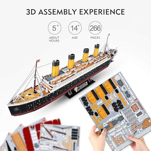 CubicFun Titanic 3D LED Puzzles for Adults 88 CM 266 Pieces,Titanic Toys for Teens, Home Decor Birthday Gifts Adults thumbnail 8