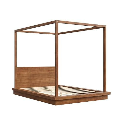 Merax Queen Wooden Canopy Platform Bed with Headboard,Brown thumbnail 5