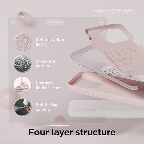 elago Compatible with iPhone 15 Pro Case, Liquid Silicone Case, Full Body Protective Cover, Shockproof, Slim Phone, Anti-Scratch Soft Microfiber Lining, 6.1 inch (Lovely Pink) thumbnail 4